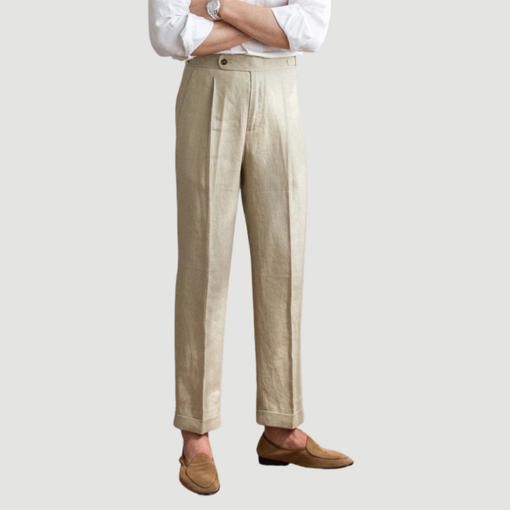 Leano: Classic Linen Trousers | White