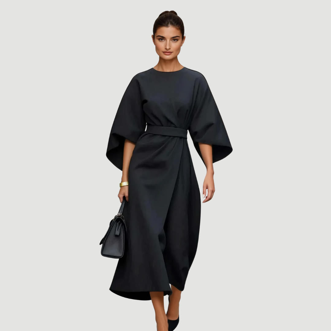 Elowen: Statement Sleeve Dress | Marine Blue