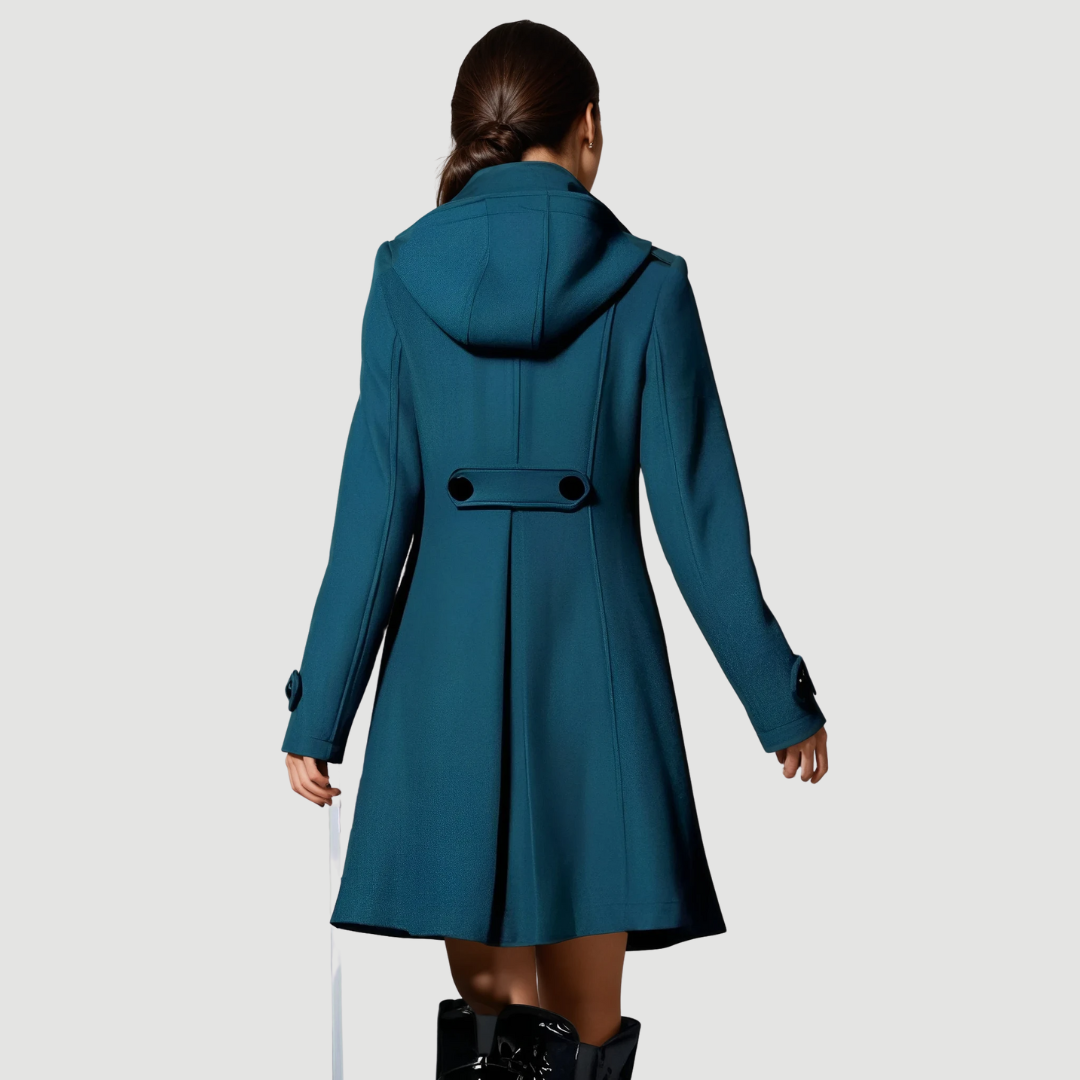 Freya: Hooded Wool Wrap Coat | Black