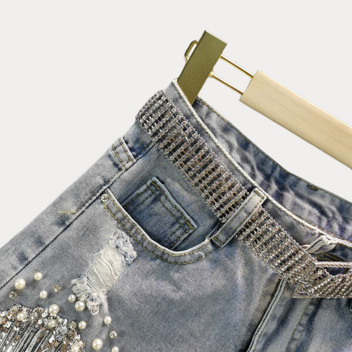 Luisa: Tassel Denim Shorts