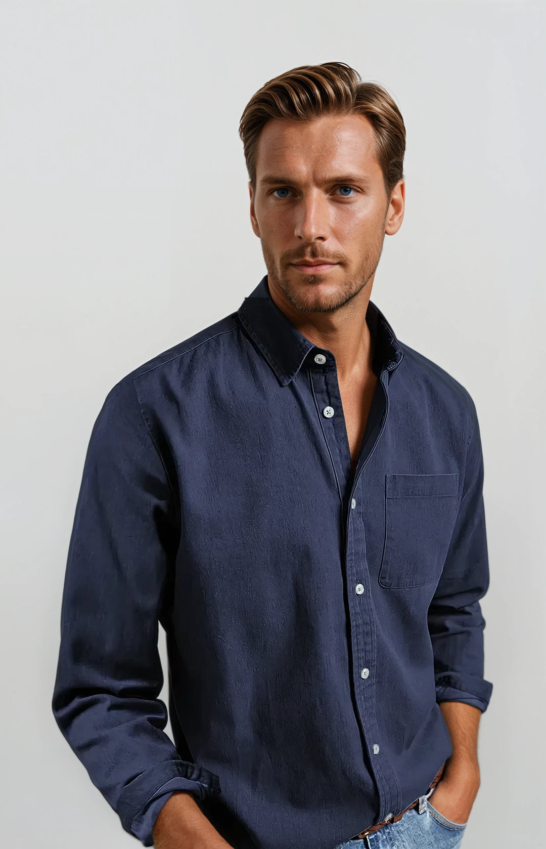 Stellan: Business Casual Shirt | Marine Blue