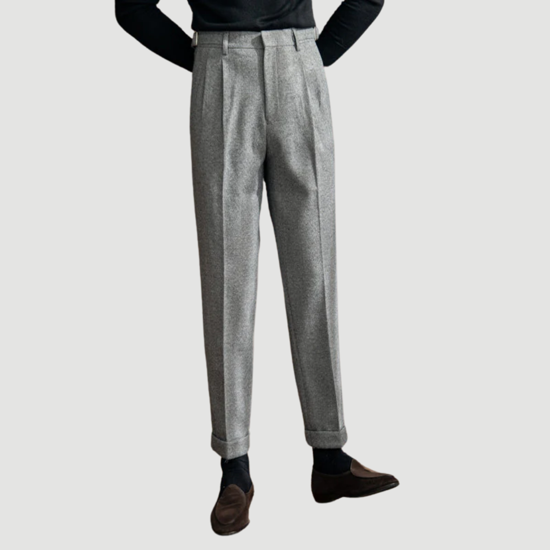 Dominic: Houndstooth Tailored Trousers | Granite