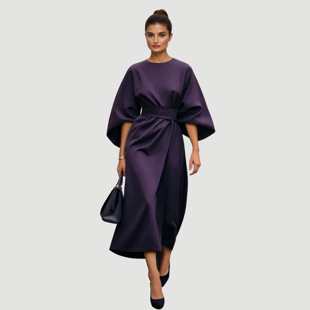 Elowen: Statement Sleeve Dress | Marine Blue