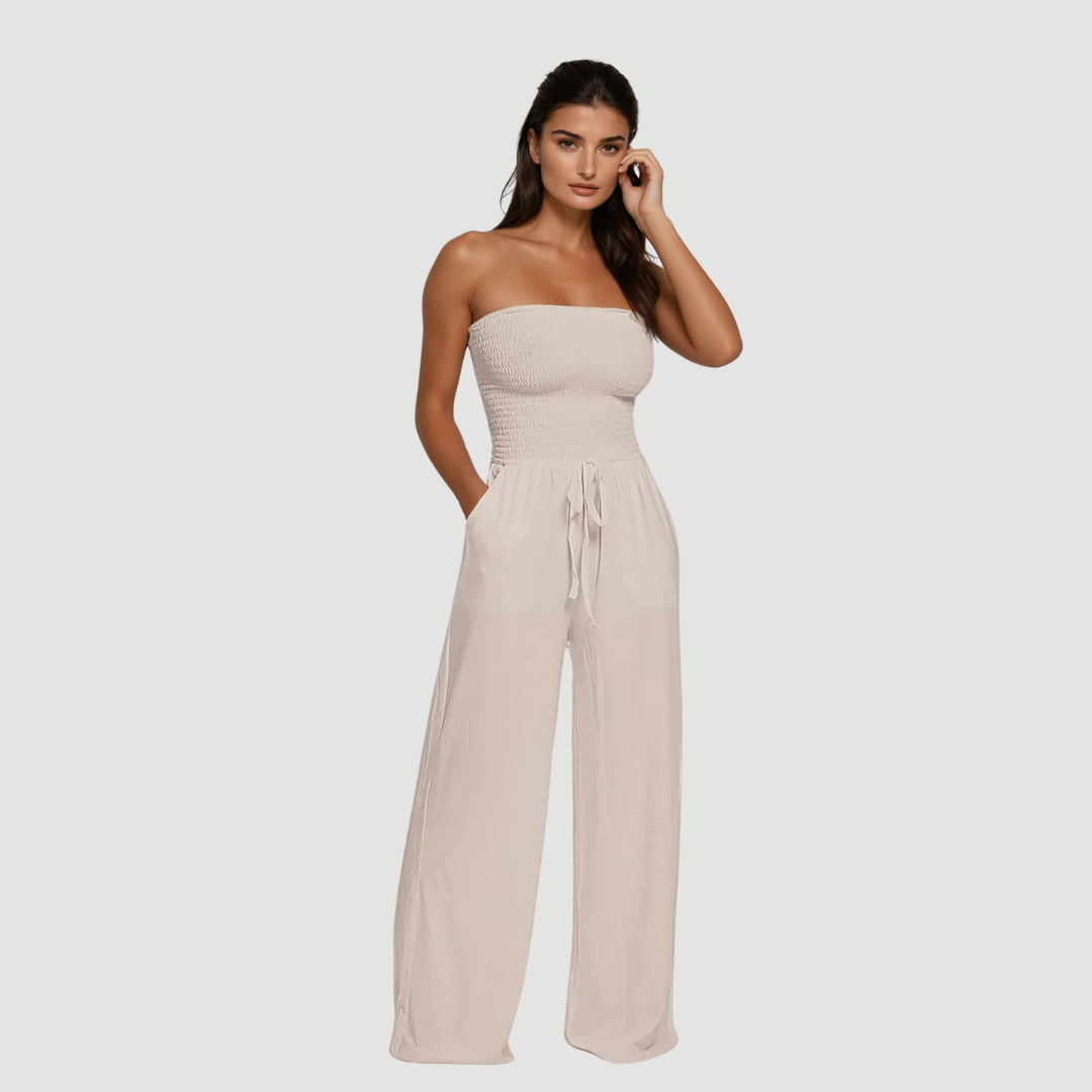 Ava: Off-Shoulder Jumpsuit | Cream