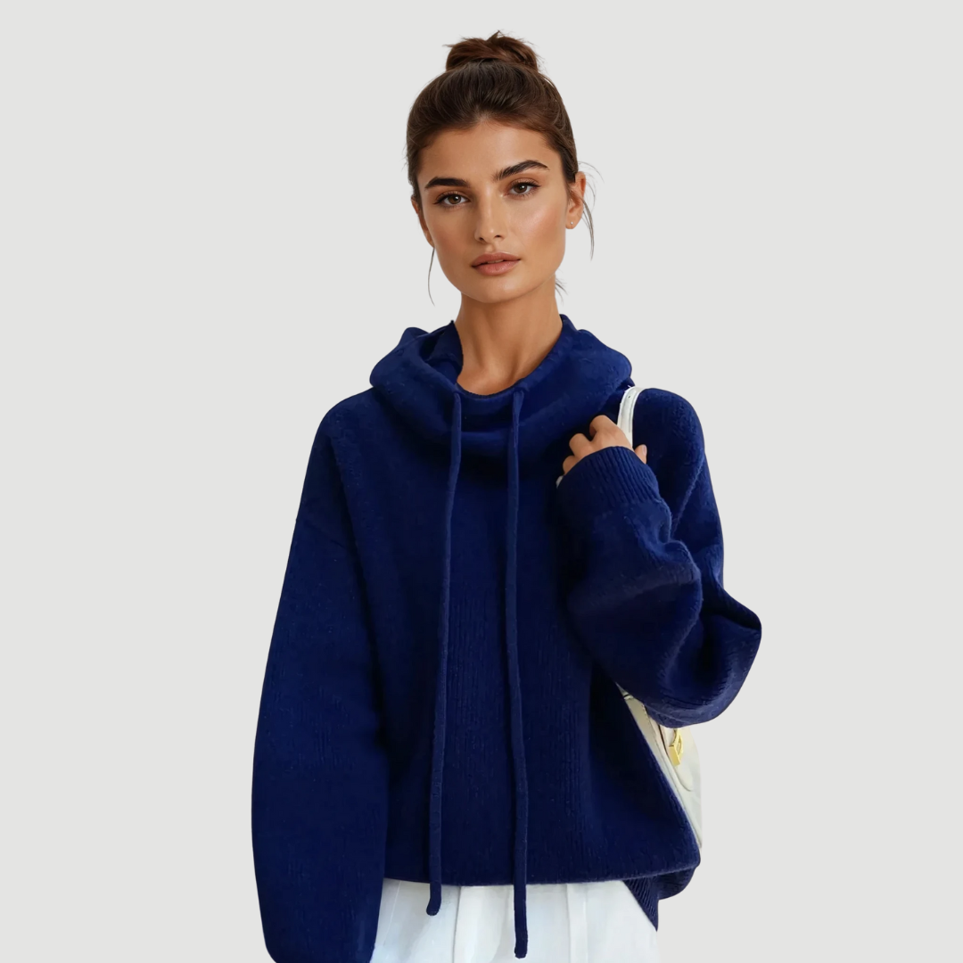 Zaria: Knitted Hoodie | Marine Blue