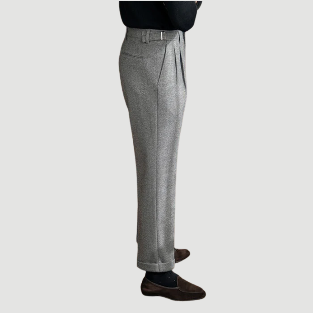 Dominic: Houndstooth Tailored Trousers | Granite