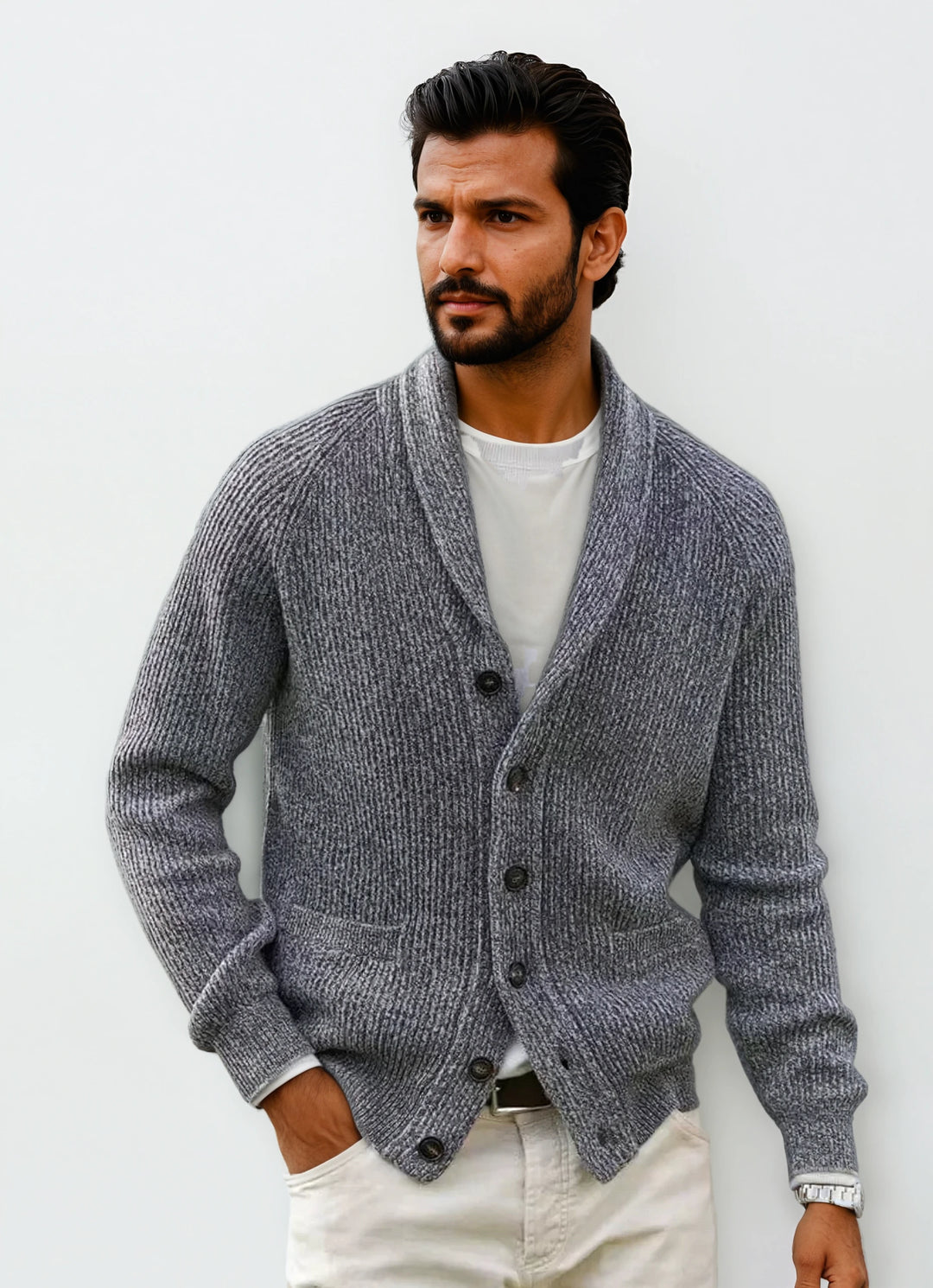 Heritage: Textured Cardigan | Black