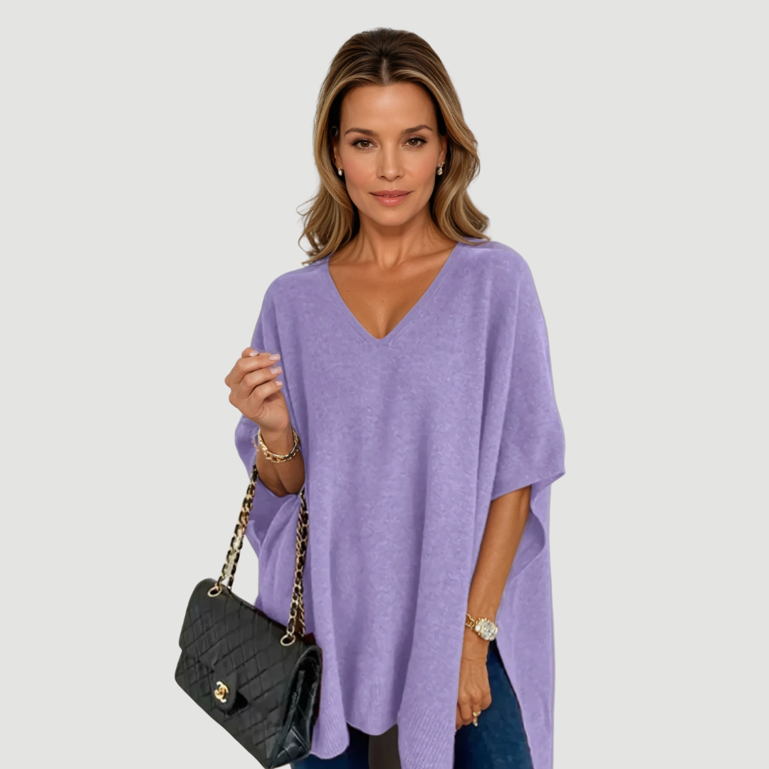 Naya: Effortless Knit Poncho | Coffee