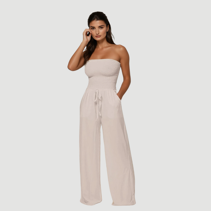 Ava: Off-Shoulder Jumpsuit | Soft Sky Blue