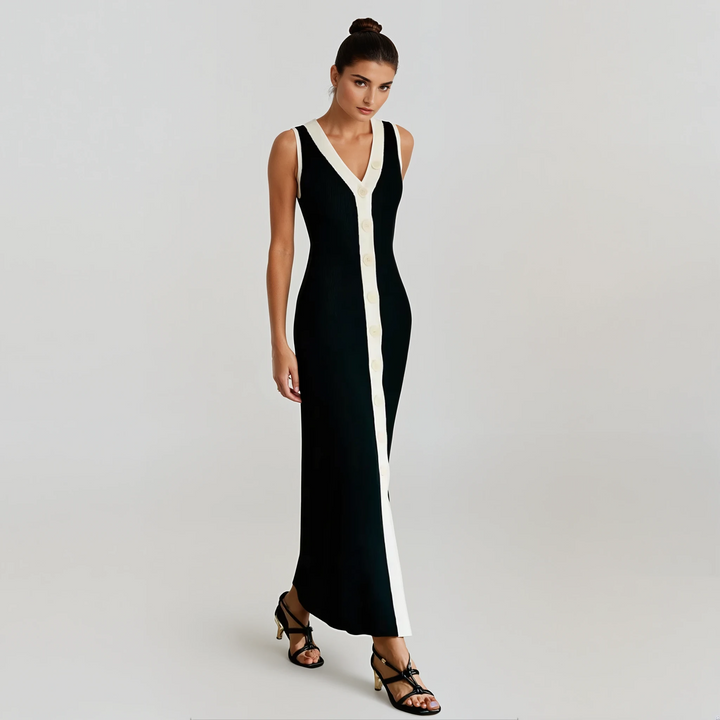 Vera: Contrast-Trim Maxi Dress