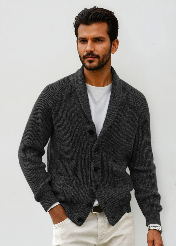 Heritage: Textured Cardigan | Grey