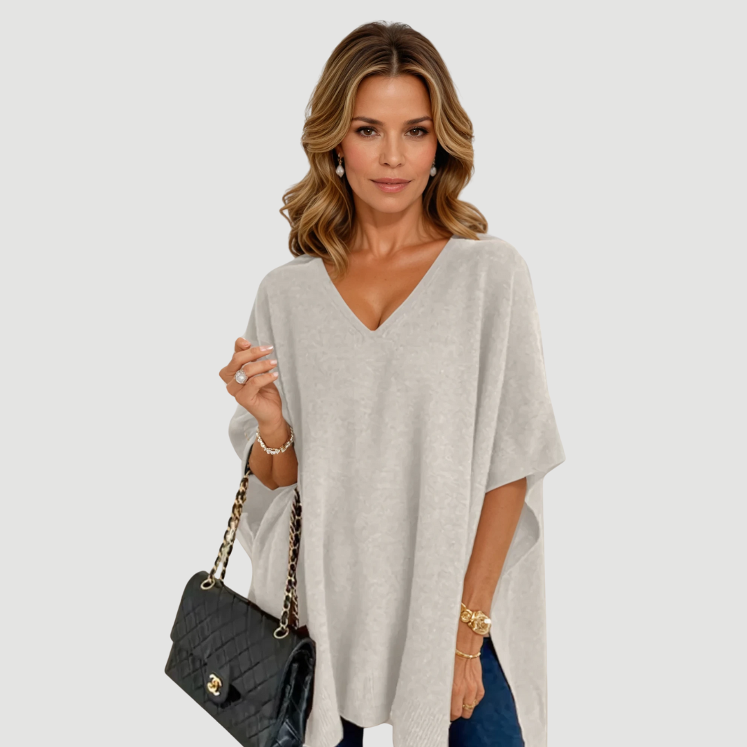 Naya: Effortless Knit Poncho | Black