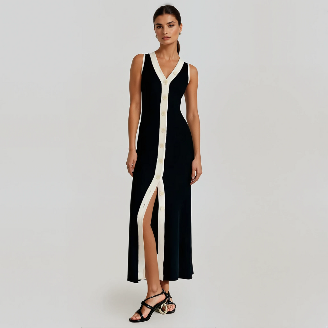 Vera: Contrast-Trim Maxi Dress