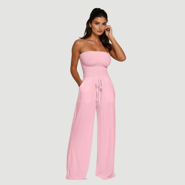 Ava: Off-Shoulder Jumpsuit | Pink