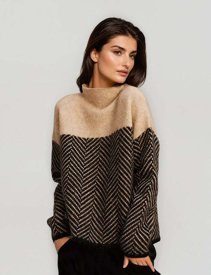 Kayak: Herringbone Polo Neck | Camel