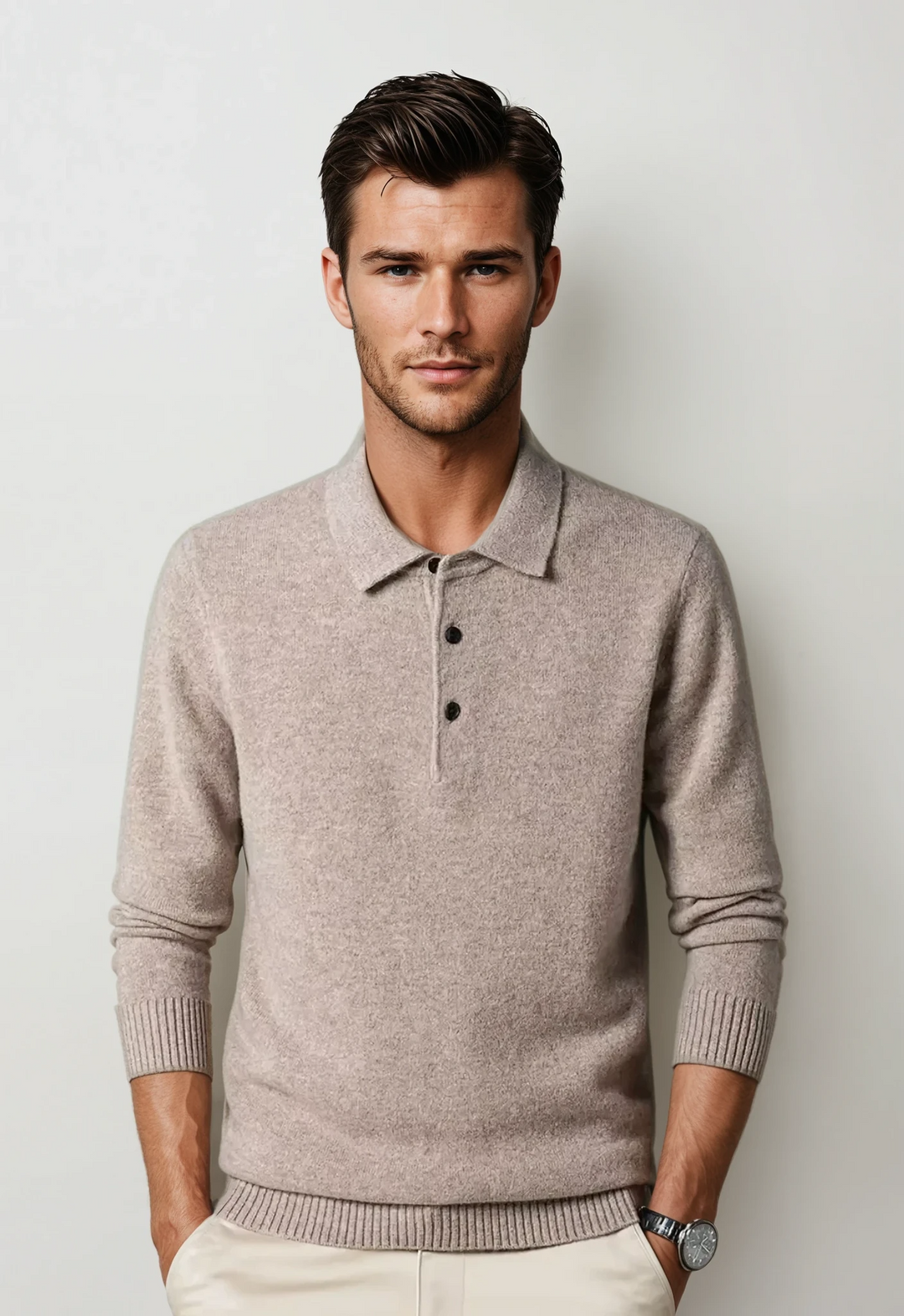 Daino: Wool Long Sleeve Polo