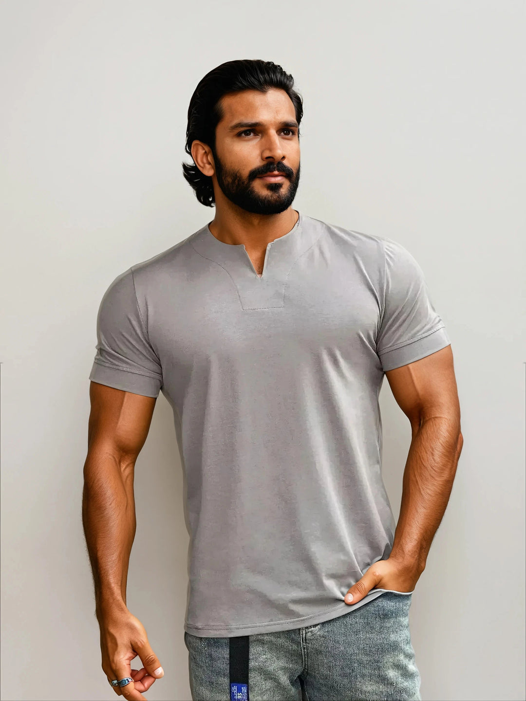 Kier: V-Neck Performance Tee | Light Blue