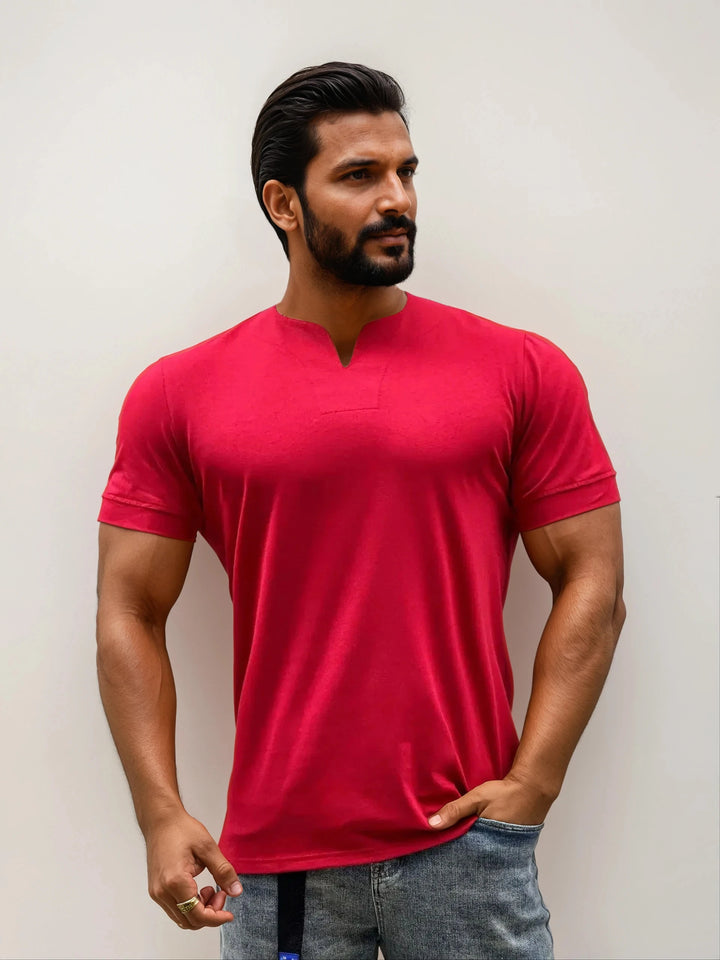 Kier: V-Neck Performance Tee | Red