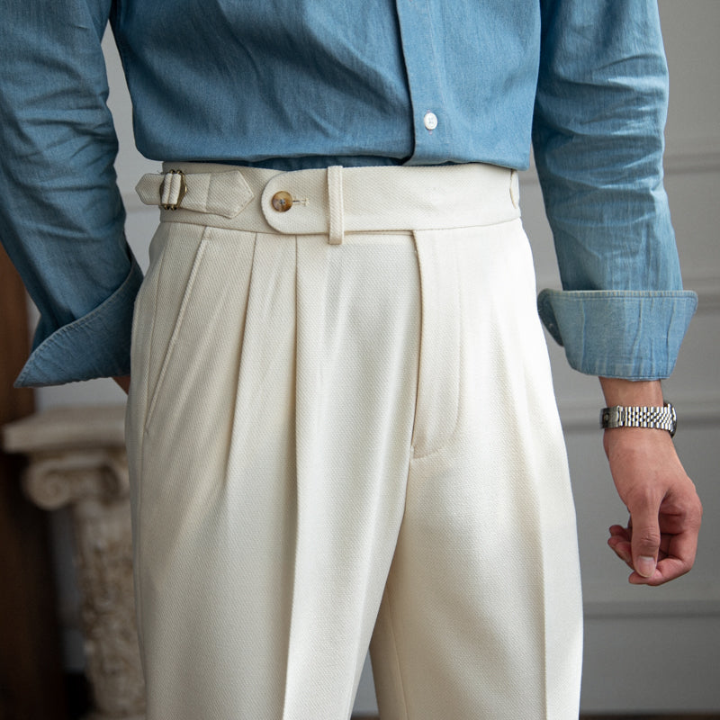 Aksel: Signature Wool Trousers | Cream