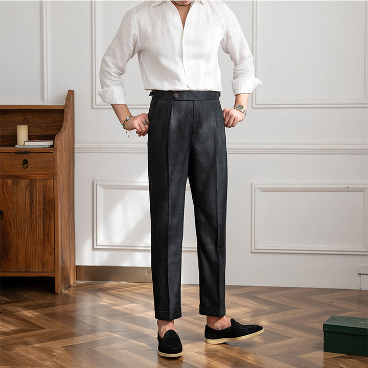 Leano: Classic Linen Trousers | White